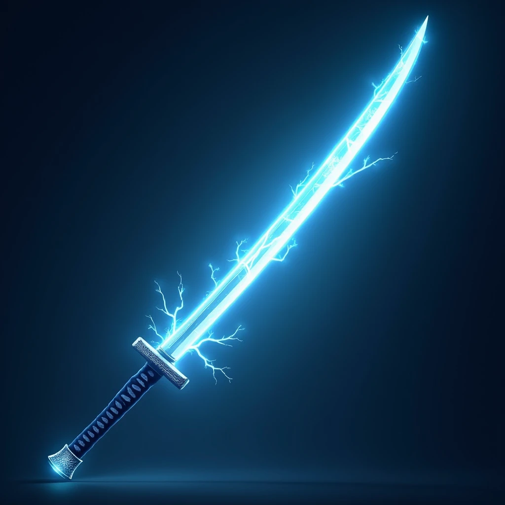 katana blue glowing, game icon