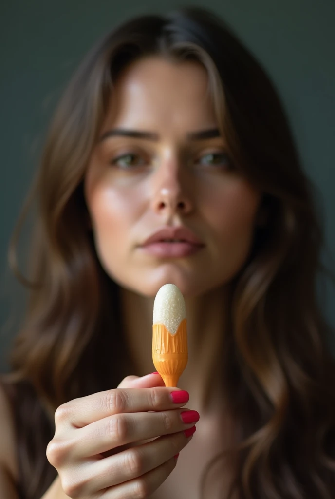A woman with a penis in front of her