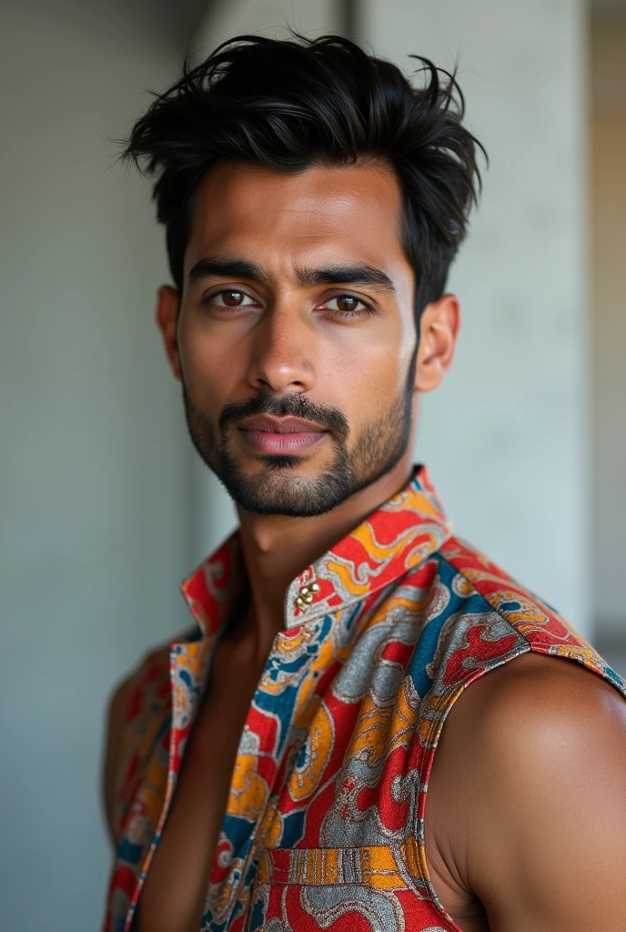 A smart indian men model, wearing Sando, THE ZOVEN print on sendo,