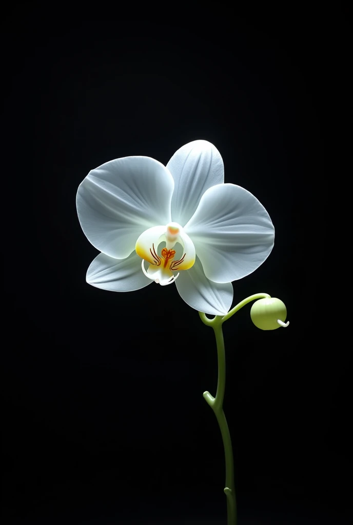 Phalaenopsis butterfly made of white glass on a black background