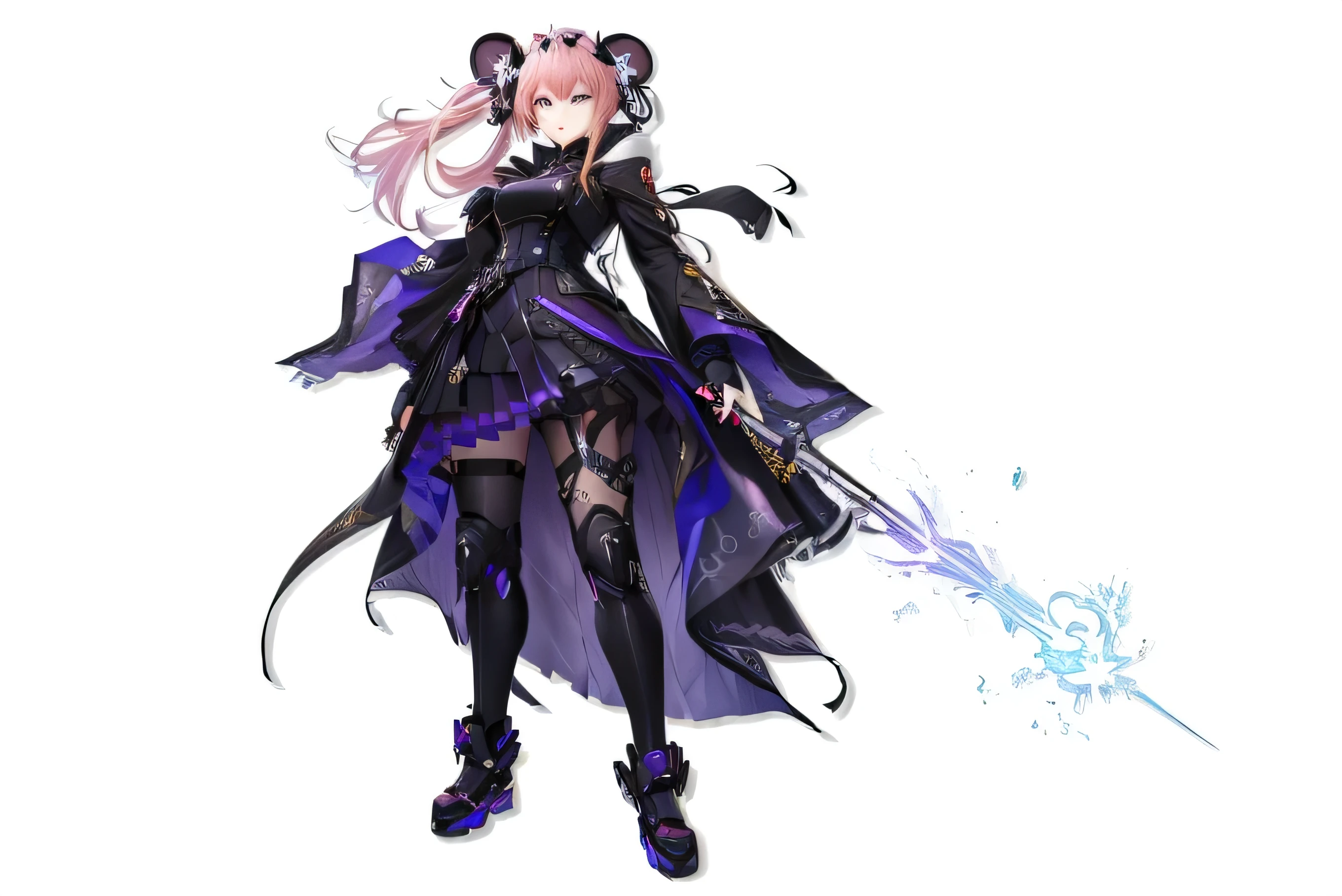 Anime style image of a woman in a purple dress and black coat, from girls frontline, fine details. girls frontline, girls frontline universe, girls frontline cg, In Arknights, ayaka genshin impact, moon themed outfit, m4 sopmod ii girls frontline, girls frontline style, Shadowverse Style, full body xianxia, Fate Grand Order, Arknights style, Genshin style, mouse