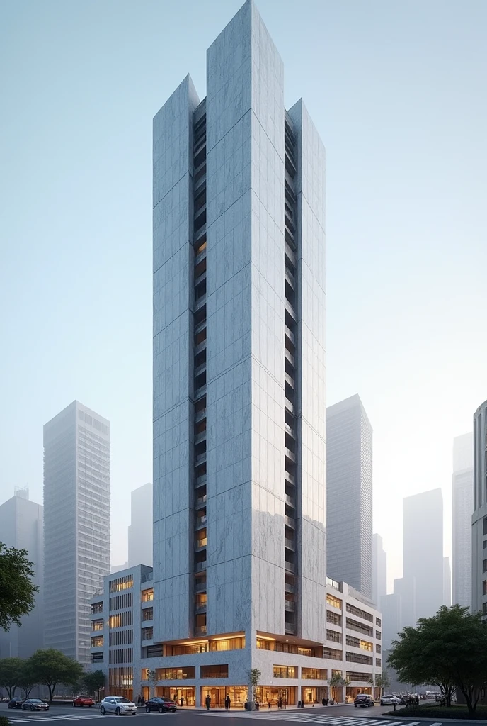 Marble facade high rise building