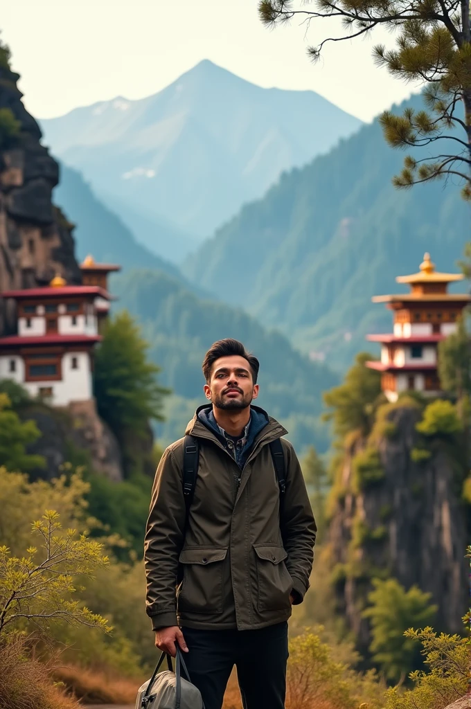 Tourist enjoying in bhutan