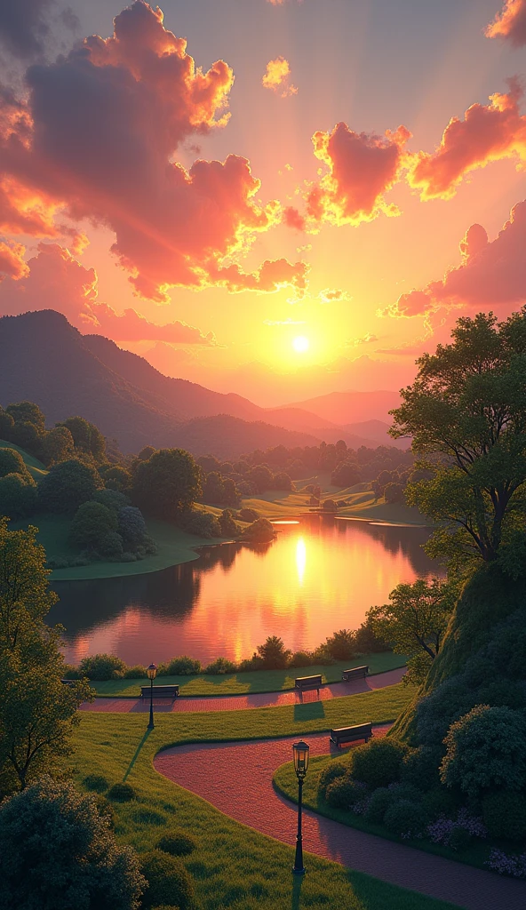 A beautiful sunset from a park.