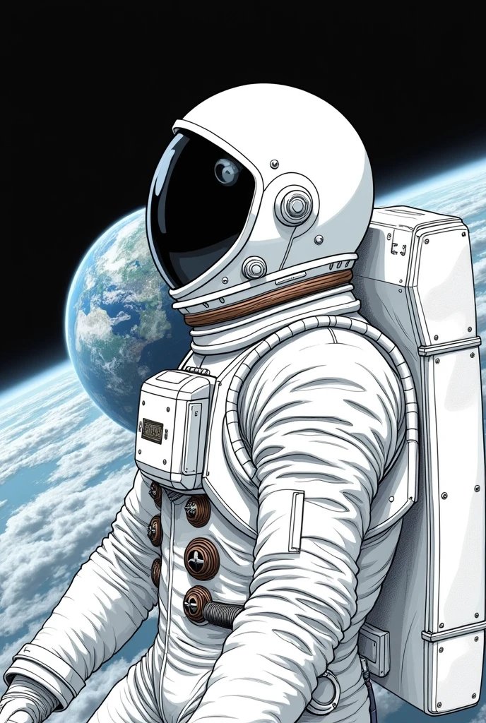Astronaut coloring page looking at earth HD image