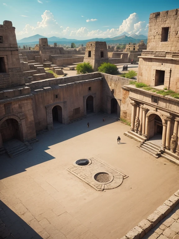 background scenery of a square in the Aztec era