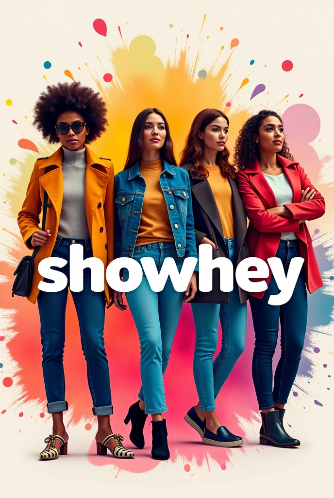 Create a background promotional image for a women&#39;s clothing store with the word Showhey as the core