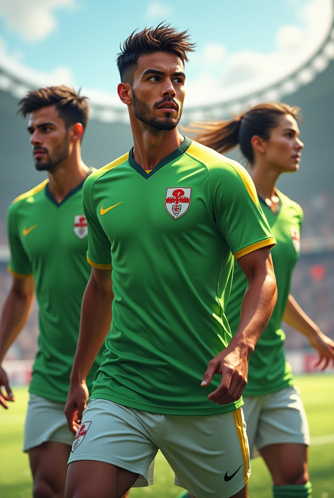 A 3 football player named NURAS and he has a green shirt
