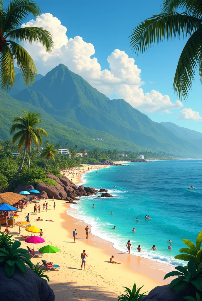 Cocos beach in Santa Marta, Colombia 