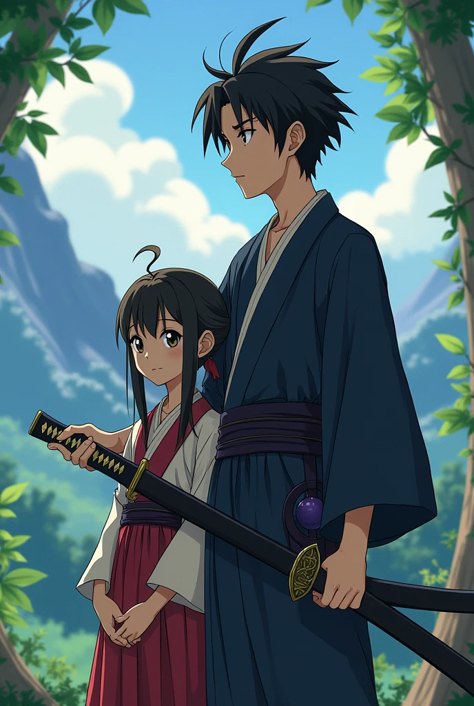 Tanjiro in his hand had a Katana to stand near his sister