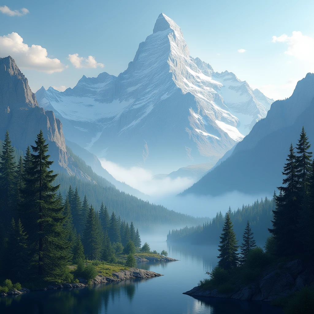 (masterpiece:1.2,Exceptional, Cinematic Experience),8k,wallpaper, Mountain with trees, Scenery