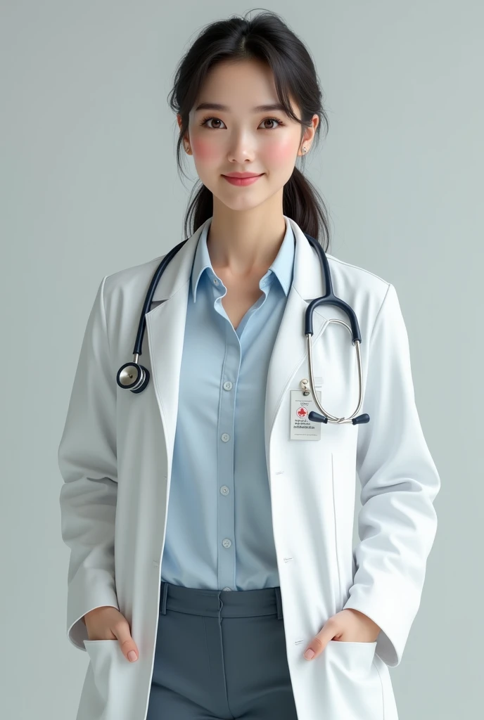 (photorealism:1.2), beautiful woman doctor, American, detailed