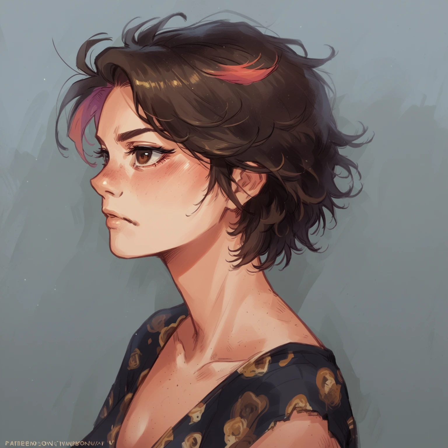 score_9, score_8_up, score_7_up, score_6_up, score_5_up, score_4_up, T0n1, 1girl, colorful hair, short hair, Brown eyes, 2d ART, sketch, tick outline