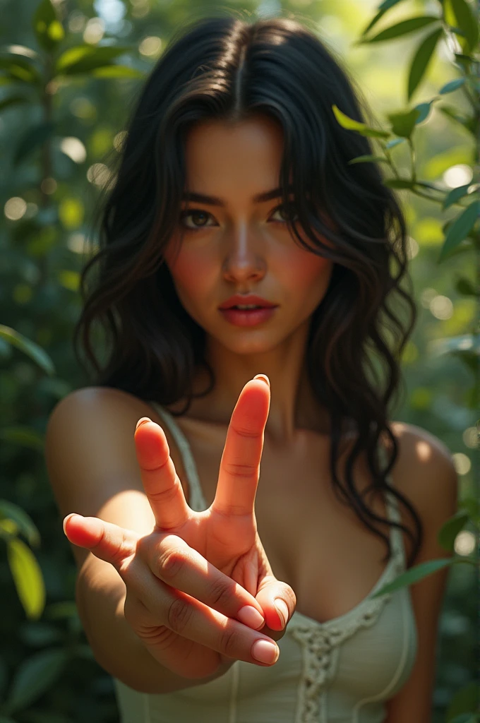 Spanish girl putting her fingers in