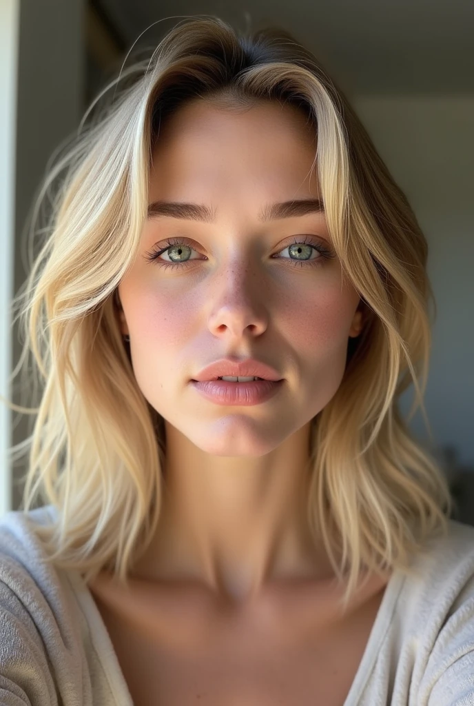 modele instagram très réaliste de 18 ans blonde italienne au yeux bleu environ 1m60 je veux une photo en selfie très réaliste je ne veux pas de flou derrière elle je veux que ce soit une photo naturel et réaliste