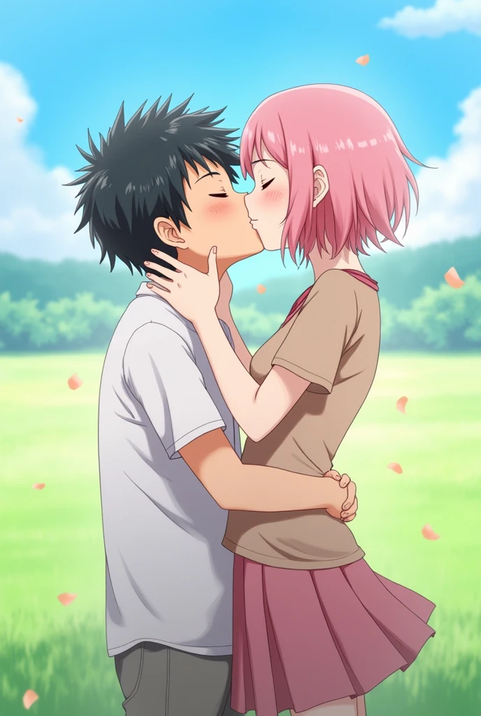 Natsuki from ddlc kissing Bolt a 1 boy
