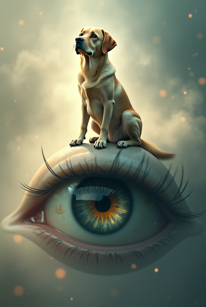 A dog sitting on a eye 
