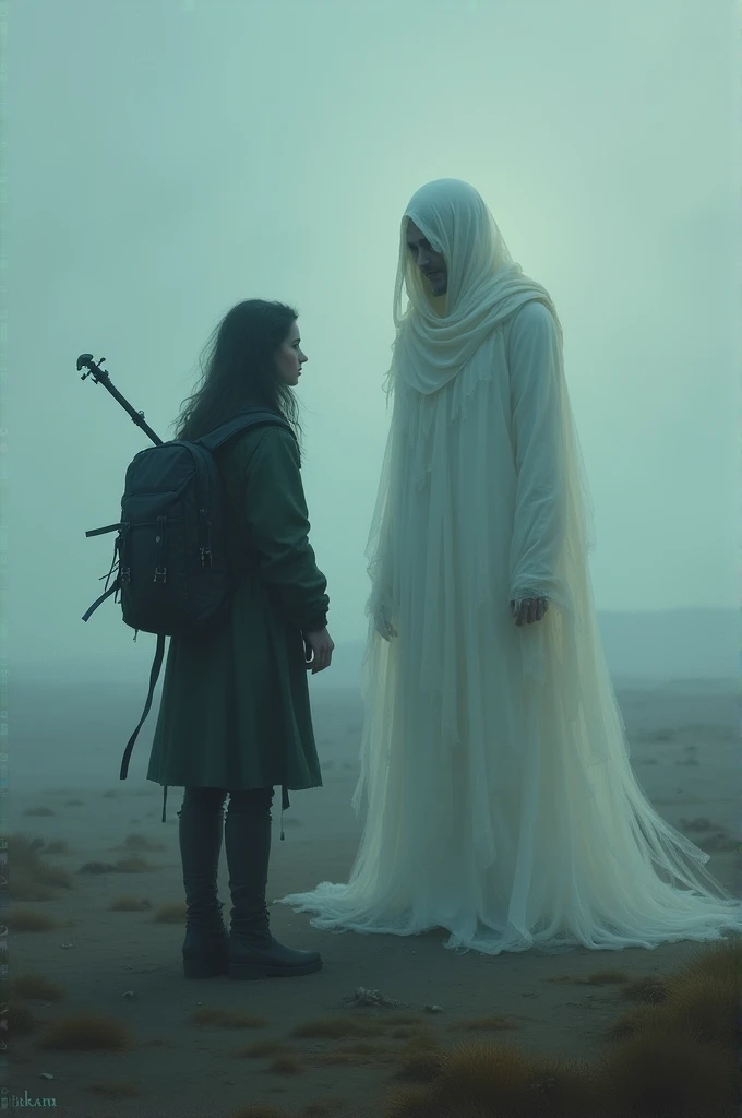 The traveler connects with the ghost, understanding her profound grief. The ghost silently conveys her sorrow through the melancholic melody, and the traveler promises to share her story with the world.