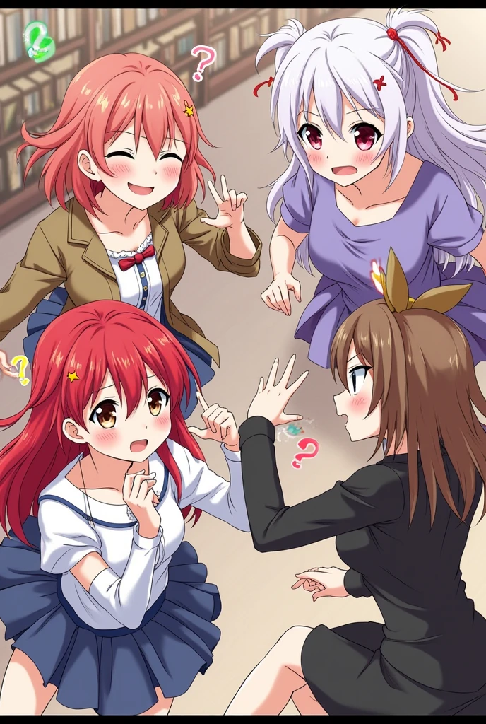 Sayori natsuki Monika and Yuri fighting over who gets to keep mc then they hit each other
