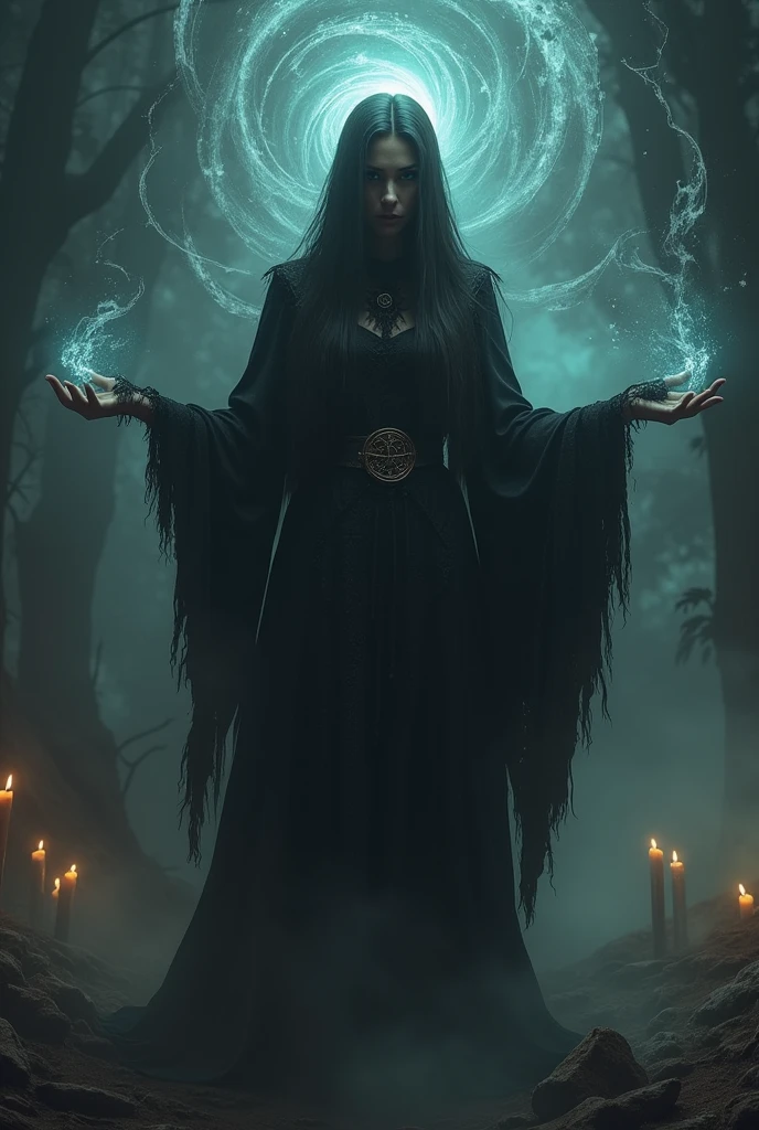 Witch woman making a pact with dark forces