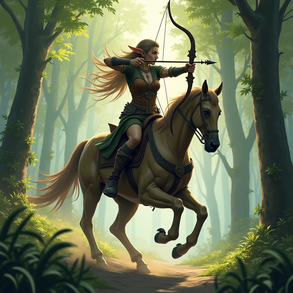 Elf Shooting Arrows, Ride a centaur and shoot arrows.