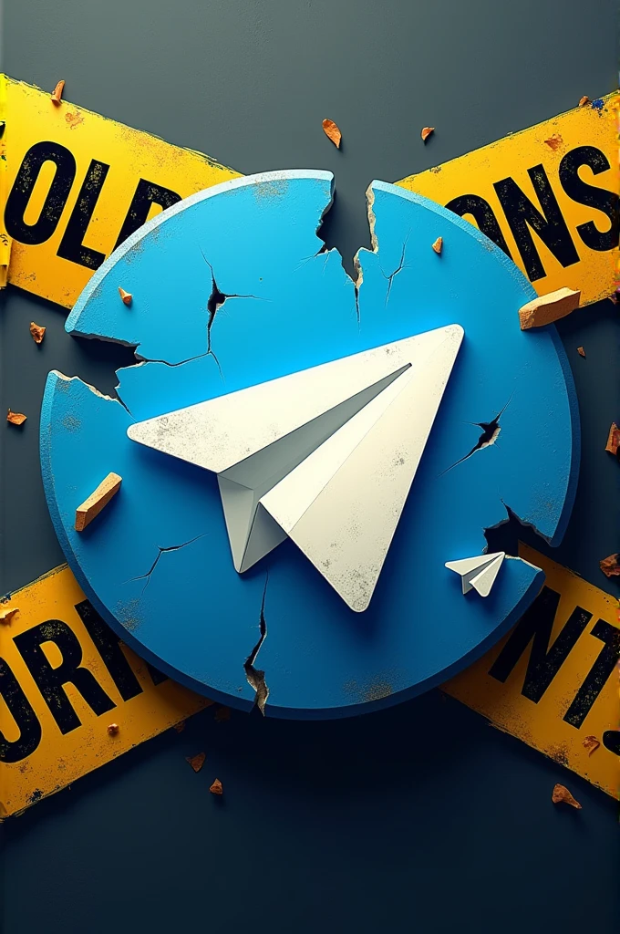 "Generate an image in 16:9 ratio illustrating the impact of Pavel Durov's arrest on Telegram. Show the Telegram logo breaking apart or being surrounded by caution tape, with headlines such as 'What’s Next for Telegram?' and 'Founder’s Arrest Shocks Users' in the foreground."