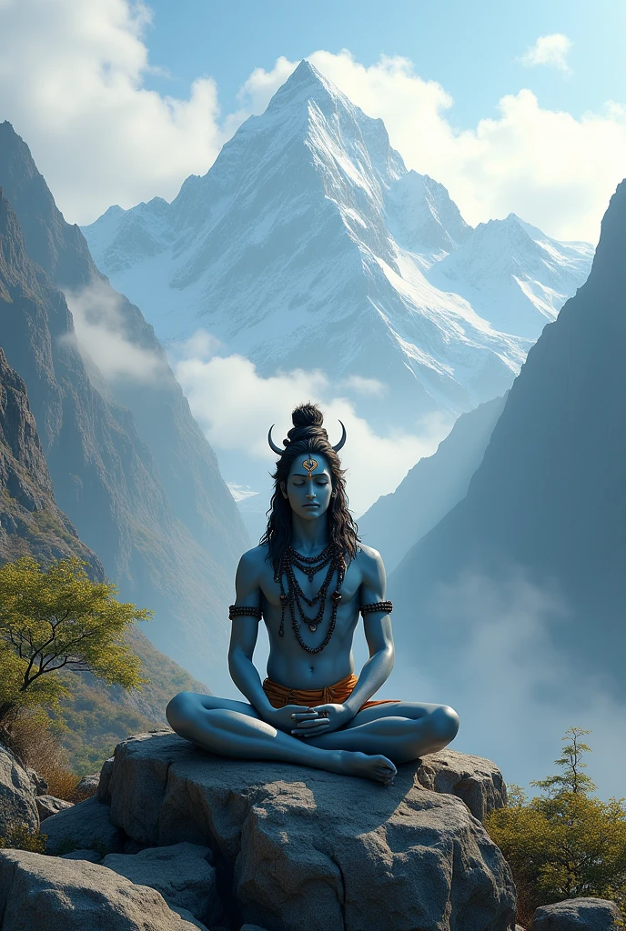 Lord Shiva meditating in the Himalayas
