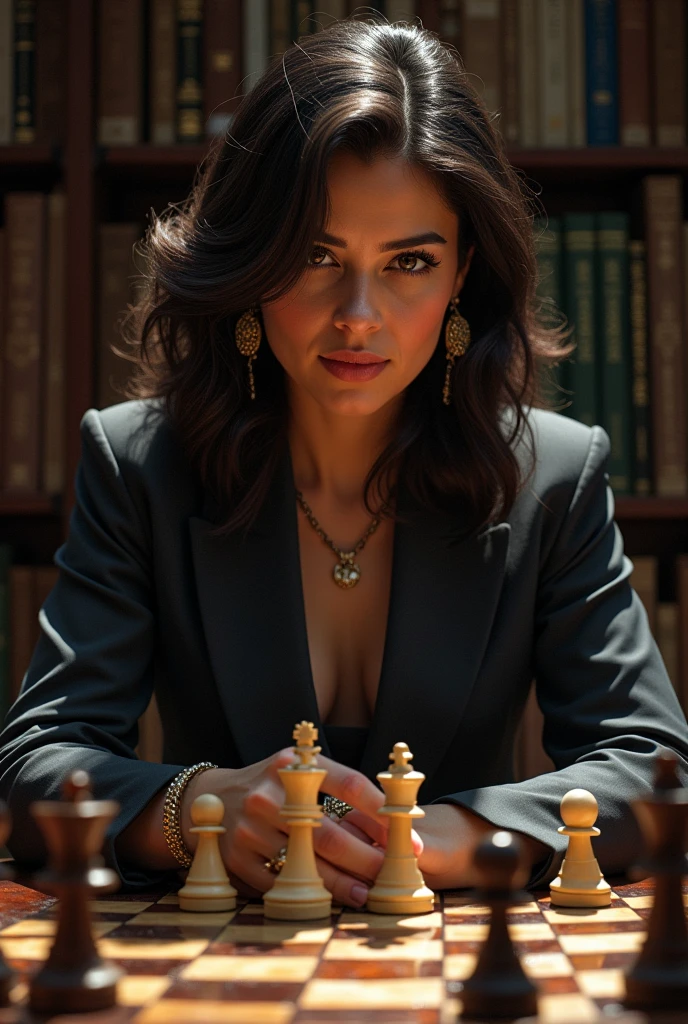 Maria Corina Machado playing chess