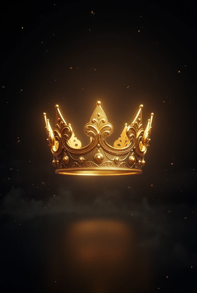 a floating golden crown at the center and black background with some sparkles in the middle of the crown write A's Queen