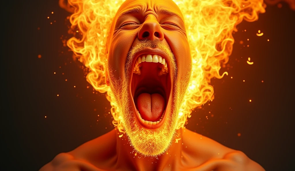 make a mouth and flames of fire come out, realistic image