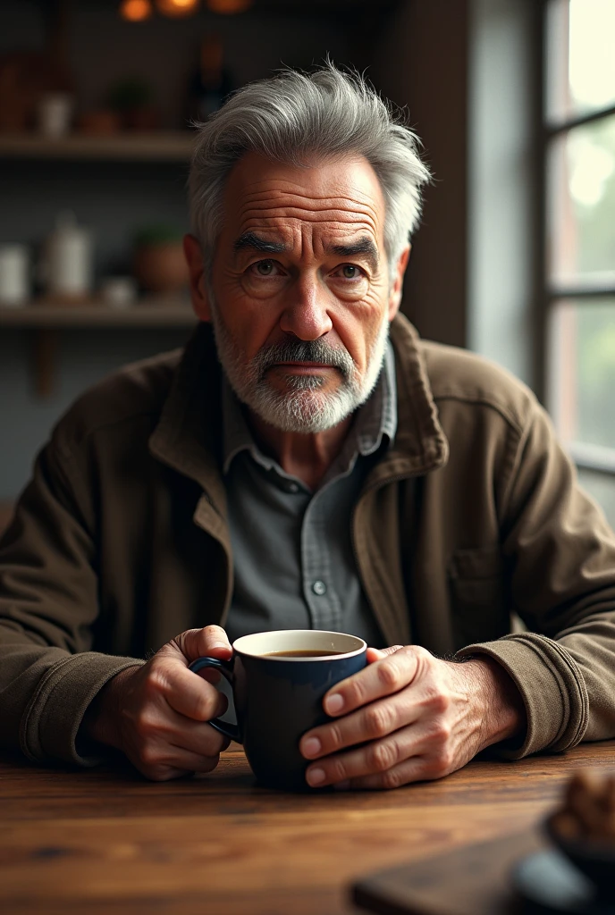 Coffee drinking man realistic