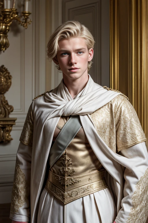 Portrait of handsome blond boy, English lord, English lord clothes, blond hair, very handsome, royal court, royalty, baroque, elegance, 2, blue eyes, artistic portrait, handsome boy, European boy, white man, elegant, beautiful face, symmetrical, 1boy