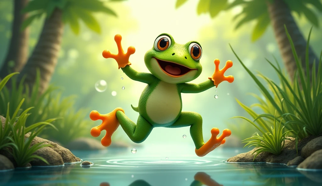 🐸 "The frog likes to hop, hop, hop,