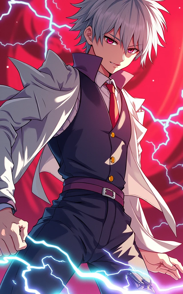 Make an art in this style of the character Killua Hunter x Hunter