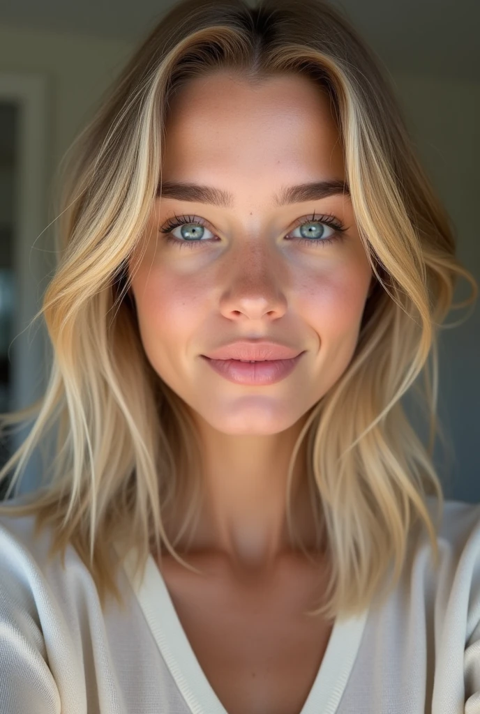 modele instagram très réaliste de 18 ans blonde italienne au yeux bleu environ 1m60 je veux une photo en selfie très réaliste je ne veux pas de flou derrière elle je veux que ce soit une photo naturel et réaliste