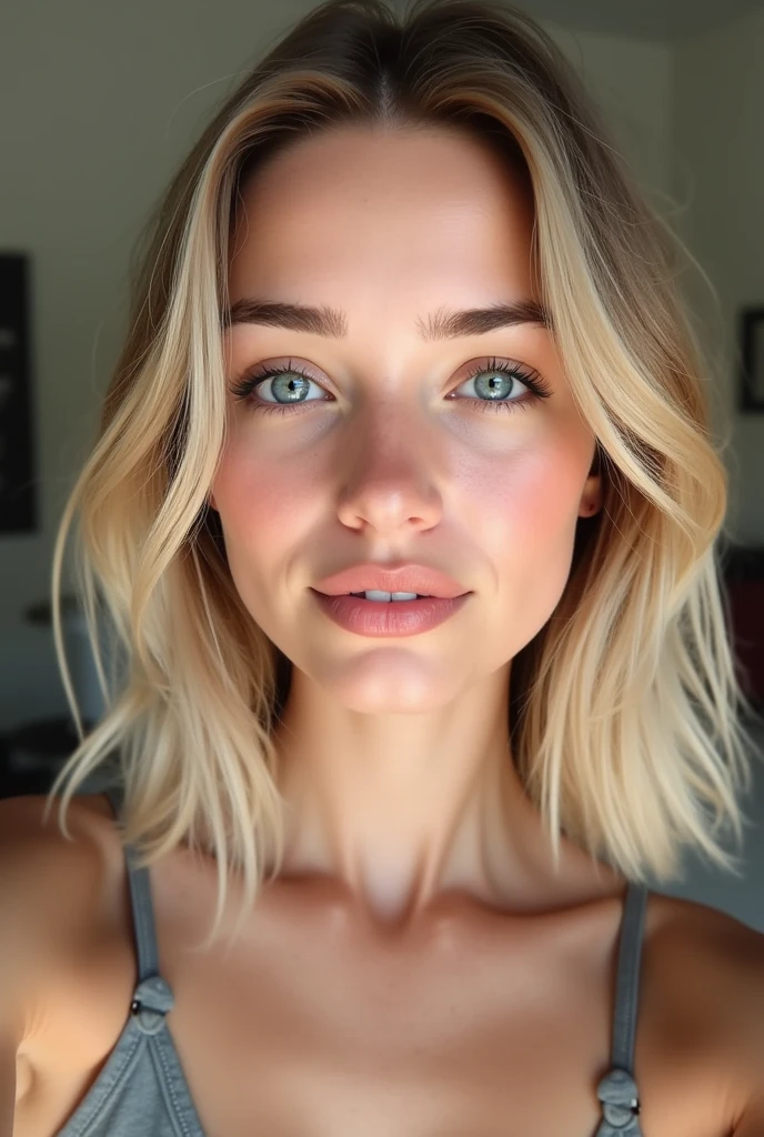 modele instagram très réaliste de 18 ans blonde italienne au yeux bleu environ 1m60 je veux une photo en selfie très réaliste je ne veux pas de flou derrière elle je veux que ce soit une photo naturel et réaliste