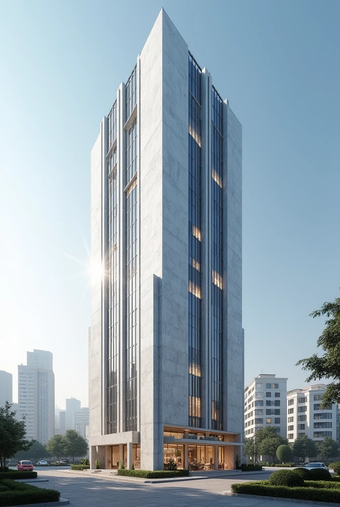 Marble facade high rise building
