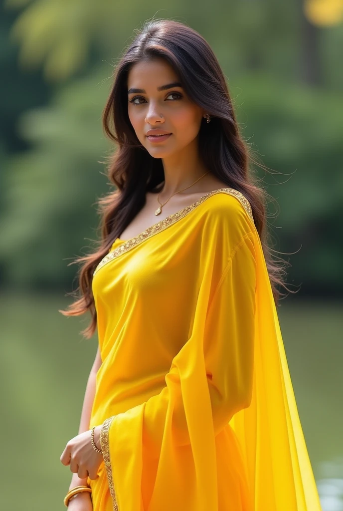 Butyfull indian girl model  with 36 28 40 size
In Yellow sari

