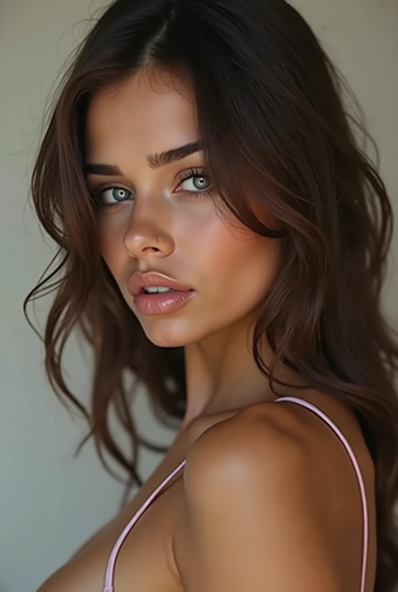 Generate me a young naked brunette woman in several sexual positions
