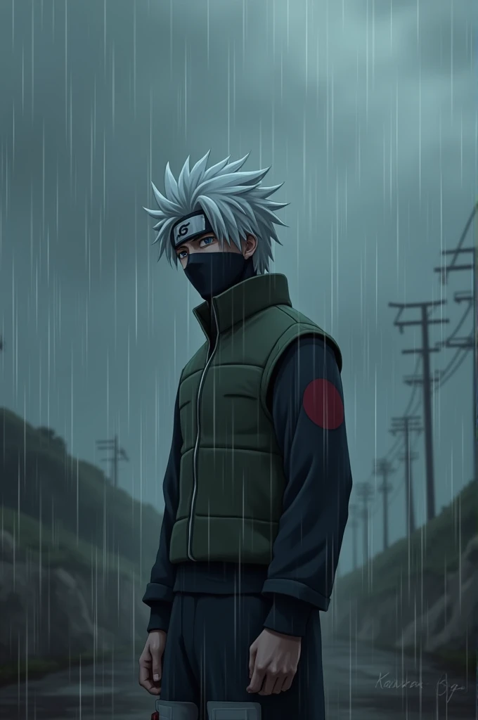 Kakashi Sad in rain