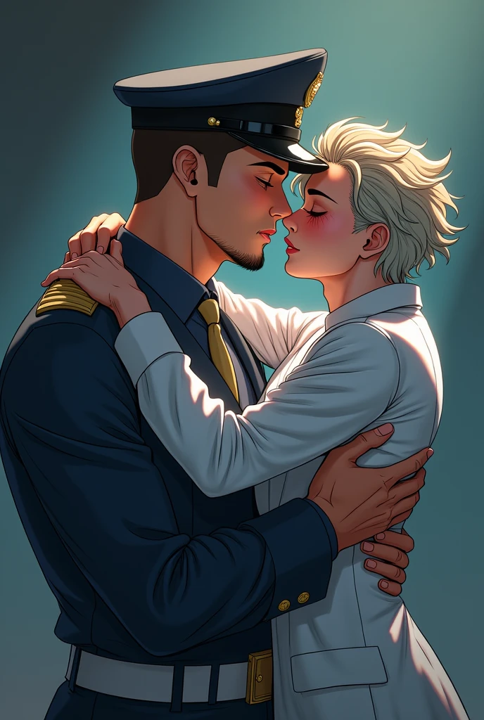 um close de duas pessoas em uma sala com luz azul, anime key art sharp focus, um homem bonito de anime e um anjo bonito de anime, Torre de Deus, estilo de arte pessoal, visual chave de anime elegante, arte digital de danganronpa, capa de anime, Edmund Blair e Charlie Bowater, Ben Maier e Sakimichan, arcano