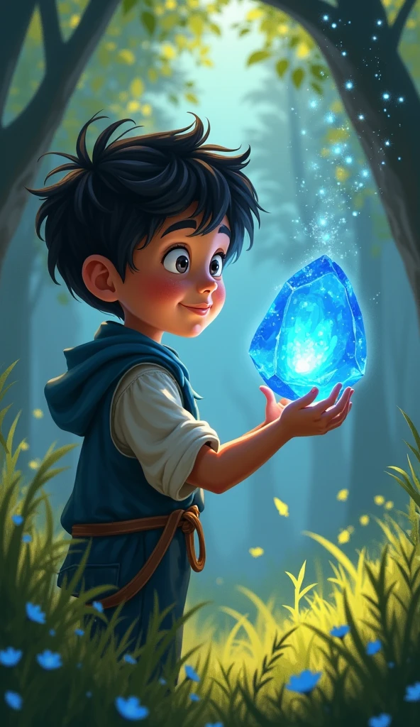 A boy named Pablo found the blue stone one day and, Instead of making a wish for yourself, He wished his sick friend would recover.
