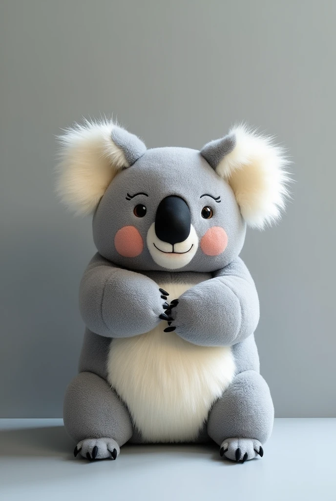 Fabric bag with a design of a koala's arms on the edges of the grey bag