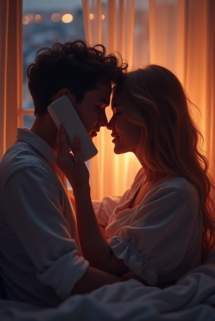 Long distance talking in phone call with lover