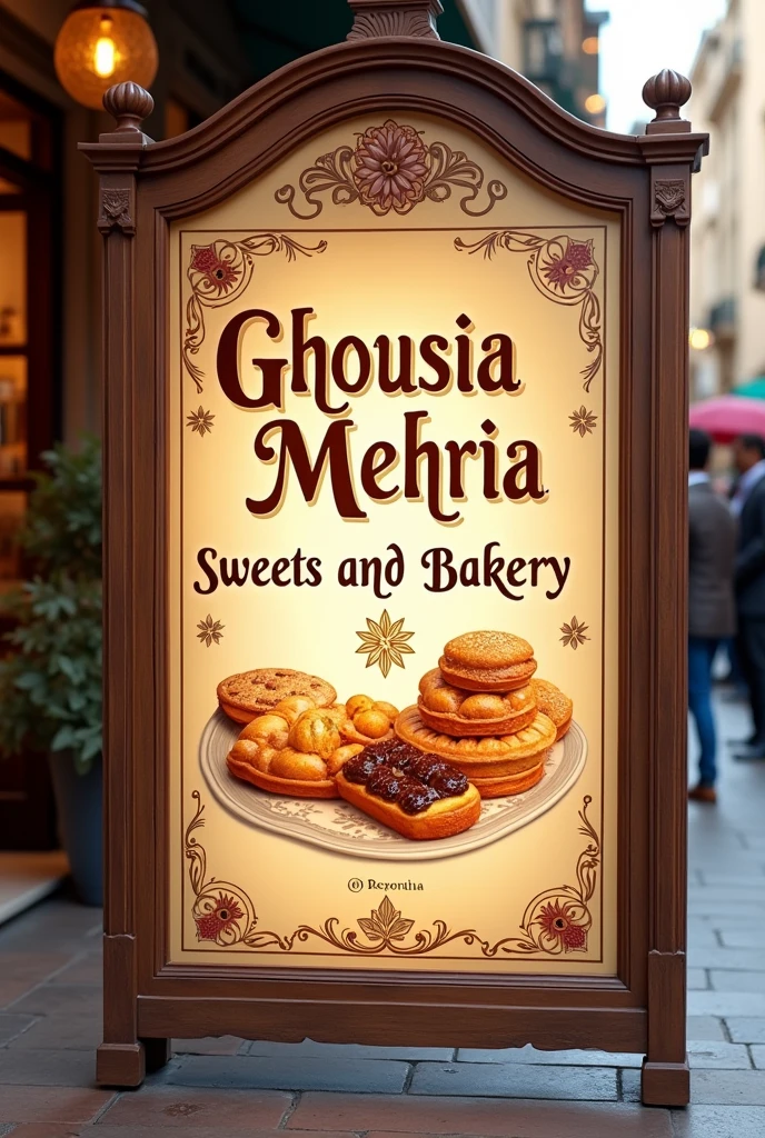 Make a sign board for sweets and bakery shop
Shop name is Ghousia mehria sweets and bakery