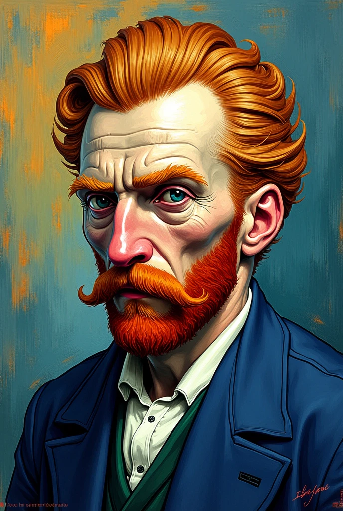 Give me a picture of van Gogh in not so realistic painting