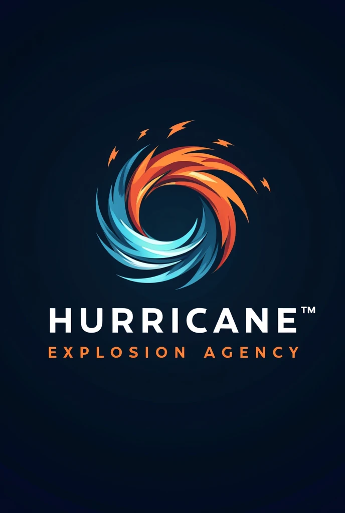 Logo of an agency called hurricane explosion agency with an image of a hurricane 