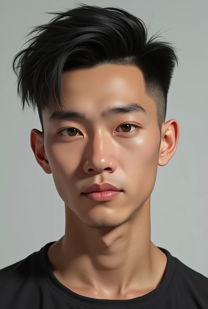 Asian with realistic appearance and mid fade haircut