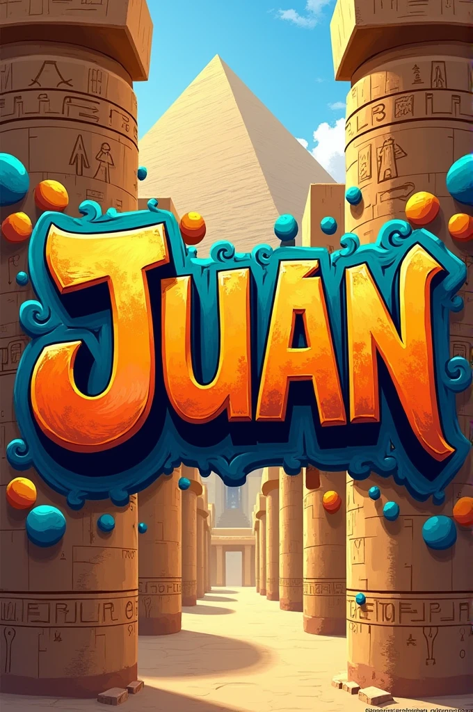 Name Juan in graffiti with an Egyptian theme