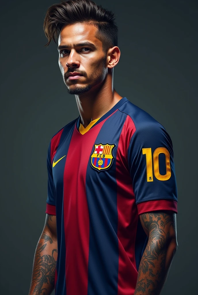 Neymar junior with Barcelona jersey in backside where written Neymar JR 10 